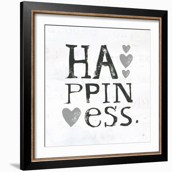 Happiness Gray Hearts-Kellie Day-Framed Art Print