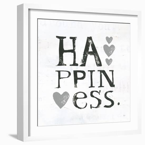 Happiness Gray Hearts-Kellie Day-Framed Art Print