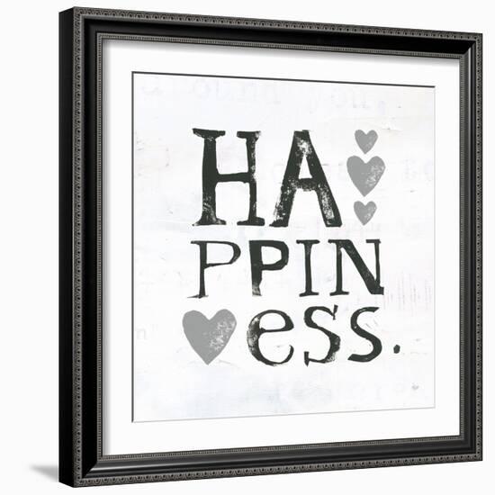 Happiness Gray Hearts-Kellie Day-Framed Art Print