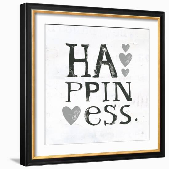 Happiness Gray Hearts-Kellie Day-Framed Art Print