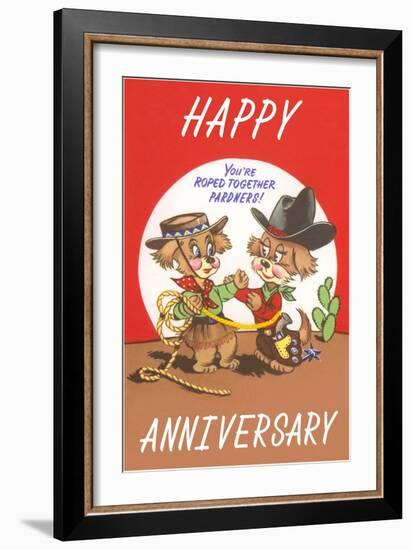 Happy Anniversary, Cartoon Cowboys-null-Framed Art Print