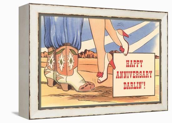 Happy Anniversary Darlin', Cowboy Boots and High Heels-null-Framed Stretched Canvas