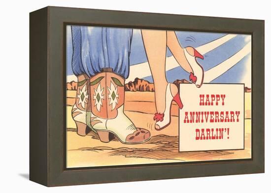 Happy Anniversary Darlin', Cowboy Boots and High Heels-null-Framed Stretched Canvas