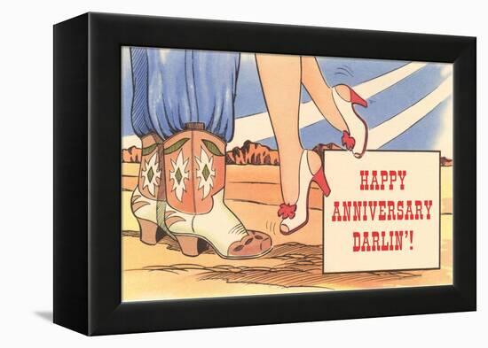 Happy Anniversary Darlin', Cowboy Boots and High Heels-null-Framed Stretched Canvas