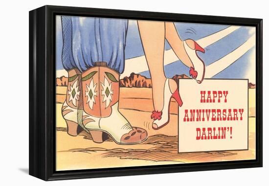 Happy Anniversary Darlin', Cowboy Boots and High Heels-null-Framed Stretched Canvas