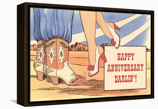 Happy Anniversary Darlin', Cowboy Boots and High Heels-null-Framed Stretched Canvas