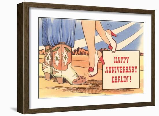 Happy Anniversary Darlin', Cowboy Boots and High Heels-null-Framed Art Print