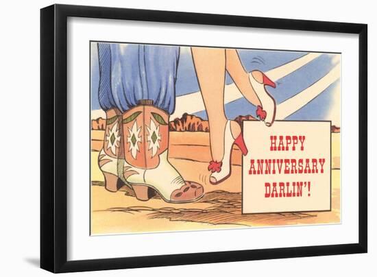 Happy Anniversary Darlin', Cowboy Boots and High Heels-null-Framed Art Print