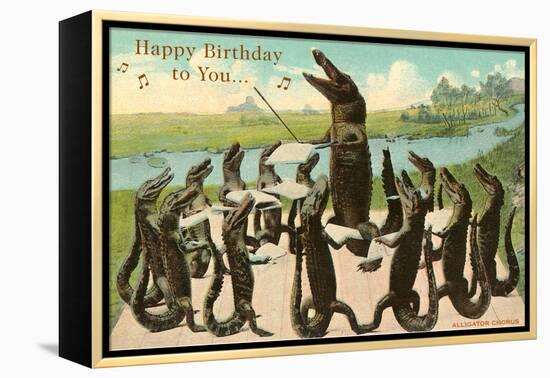 Happy Birthday, Alligator Chorus-null-Framed Stretched Canvas