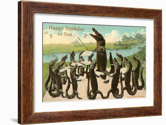 Happy Birthday, Alligator Chorus-null-Framed Art Print