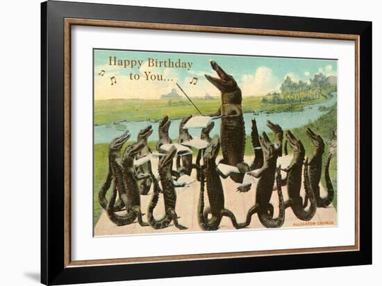 Happy Birthday, Alligator Chorus-null-Framed Art Print