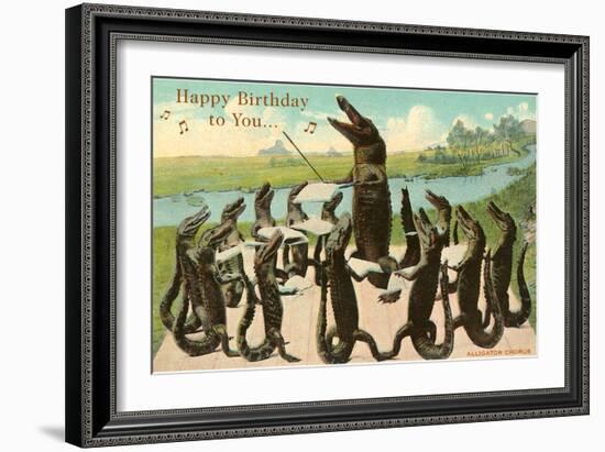 Happy Birthday, Alligator Chorus-null-Framed Art Print