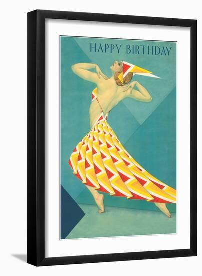 Happy Birthday, Art Deco Dancer-null-Framed Art Print