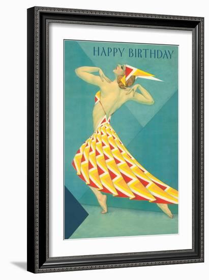 Happy Birthday, Art Deco Dancer-null-Framed Art Print