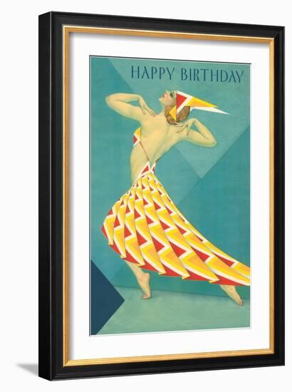 Happy Birthday, Art Deco Dancer-null-Framed Art Print