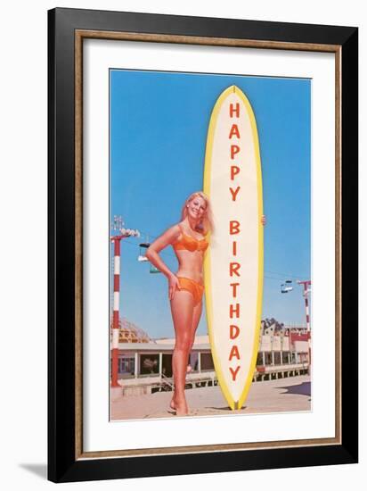 Happy Birthday, Blonde with Long Board-null-Framed Art Print