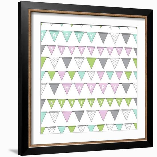 Happy Birthday Bunting Girl-Joanne Paynter Design-Framed Premium Giclee Print