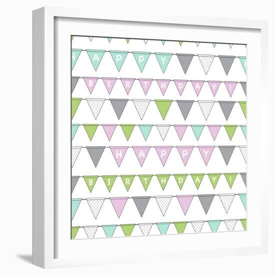 Happy Birthday Bunting Girl-Joanne Paynter Design-Framed Giclee Print