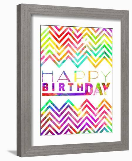 Happy Birthday Chevron-Jace Grey-Framed Art Print