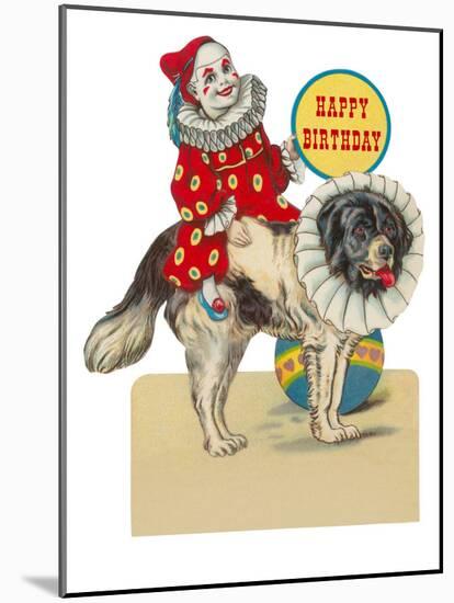 Happy Birthday, Clown on St. Bernard-null-Mounted Art Print