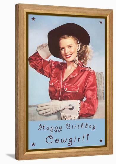 Happy Birthday Cowgirl-null-Framed Stretched Canvas