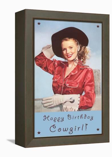 Happy Birthday Cowgirl-null-Framed Stretched Canvas