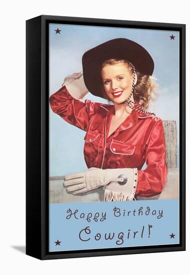 Happy Birthday Cowgirl-null-Framed Stretched Canvas
