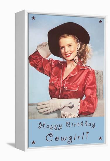 Happy Birthday Cowgirl-null-Framed Stretched Canvas