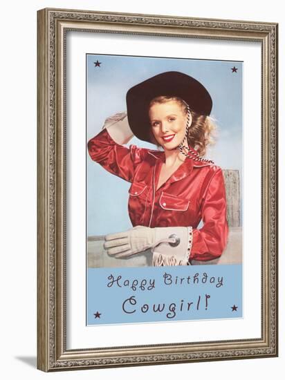 Happy Birthday Cowgirl-null-Framed Art Print