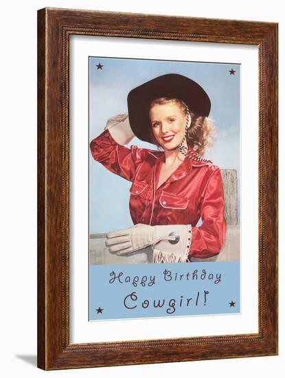 Happy Birthday Cowgirl-null-Framed Art Print