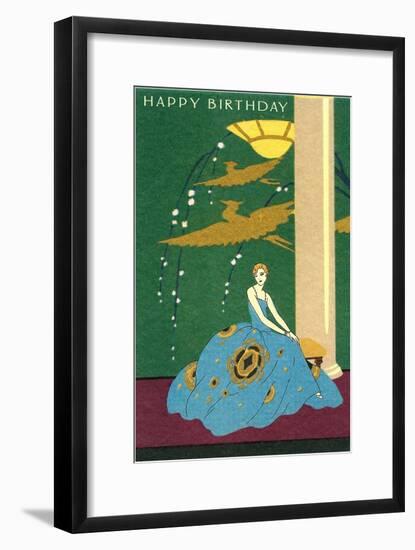 Happy Birthday, Deco Fashion Illustration-null-Framed Art Print