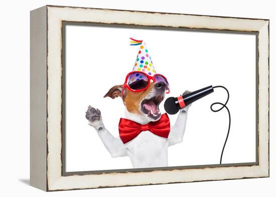 Happy Birthday Dog Singing-Javier Brosch-Framed Premier Image Canvas