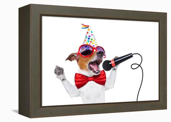 Happy Birthday Dog Singing-Javier Brosch-Framed Premier Image Canvas