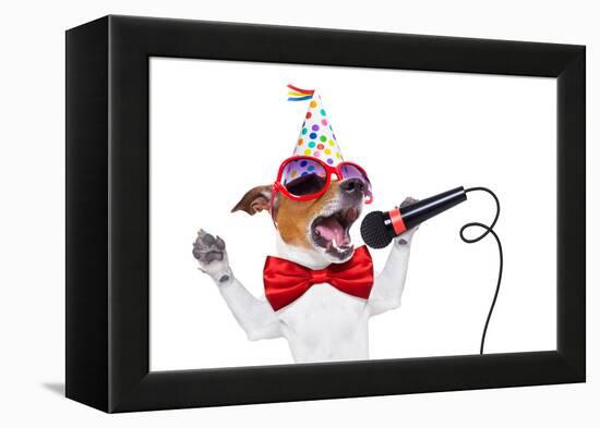 Happy Birthday Dog Singing-Javier Brosch-Framed Premier Image Canvas