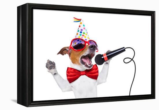 Happy Birthday Dog Singing-Javier Brosch-Framed Premier Image Canvas