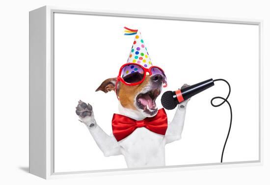 Happy Birthday Dog Singing-Javier Brosch-Framed Premier Image Canvas