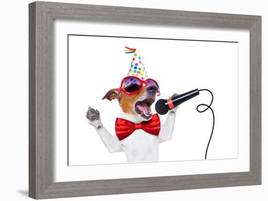 Happy Birthday Dog Singing-Javier Brosch-Framed Photographic Print