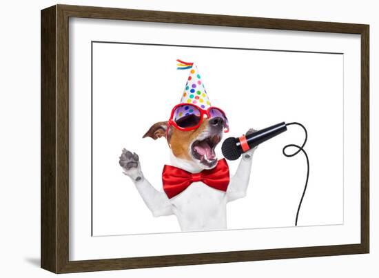 Happy Birthday Dog Singing-Javier Brosch-Framed Photographic Print