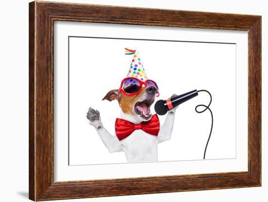 Happy Birthday Dog Singing-Javier Brosch-Framed Photographic Print