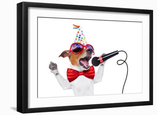 Happy Birthday Dog Singing-Javier Brosch-Framed Photographic Print