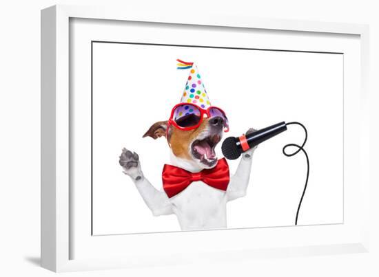 Happy Birthday Dog Singing-Javier Brosch-Framed Photographic Print