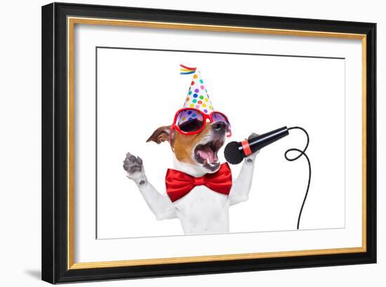 Happy Birthday Dog Singing-Javier Brosch-Framed Photographic Print