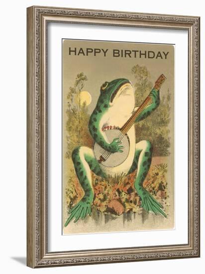 Happy Birthday, Frog with Banjo-null-Framed Art Print