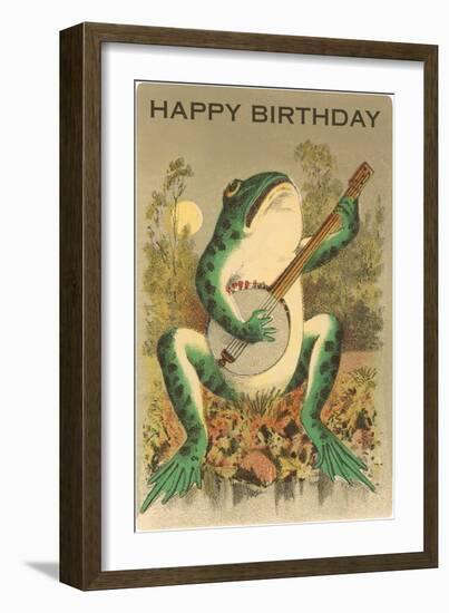 Happy Birthday, Frog with Banjo-null-Framed Art Print