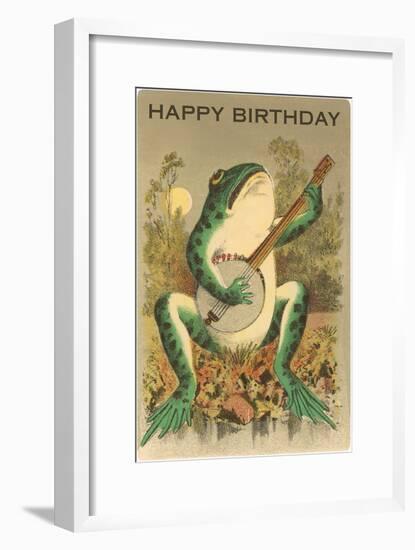 Happy Birthday, Frog with Banjo-null-Framed Art Print