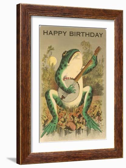 Happy Birthday, Frog with Banjo-null-Framed Art Print