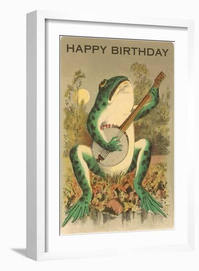 Happy Birthday, Frog with Banjo-null-Framed Art Print