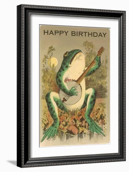 Happy Birthday, Frog with Banjo-null-Framed Art Print