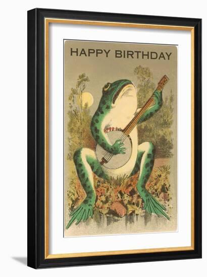 Happy Birthday, Frog with Banjo-null-Framed Art Print