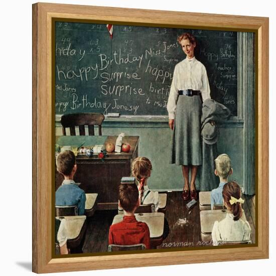 "Happy Birthday, Miss Jones", March 17,1956-Norman Rockwell-Framed Premier Image Canvas